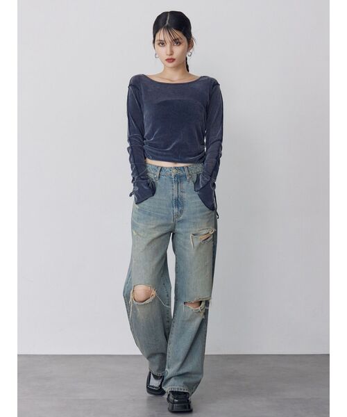 MURUA（ムルーア）の「グリンプスダメージデニム（デニムパンツ・レディース・ブルー・2/1）」の15枚目の写真