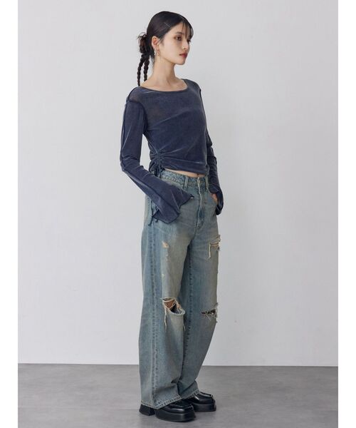 MURUA（ムルーア）の「グリンプスダメージデニム（デニムパンツ・レディース・ブルー・2/1）」の17枚目の写真