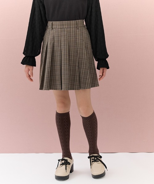 Amourire girl（アムリールガール）の「インパンツ付 チェックプリーツミニスカート（スカート・キッズ・ブラック/ブラウン・140cm/150cm/160cm/130cm）」の14枚目の写真