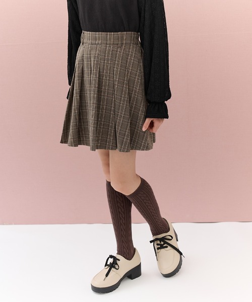 Amourire girl（アムリールガール）の「インパンツ付 チェックプリーツミニスカート（スカート・キッズ・ブラック/ブラウン・140cm/150cm/160cm/130cm）」の18枚目の写真