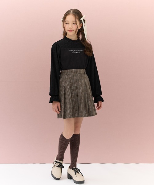 Amourire girl（アムリールガール）の「インパンツ付 チェックプリーツミニスカート（スカート・キッズ・ブラック/ブラウン・140cm/150cm/160cm/130cm）」の9枚目の写真