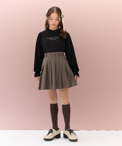 Amourire girl（アムリールガール）の「インパンツ付 チェックプリーツミニスカート（スカート・キッズ・ブラック/ブラウン・140cm/150cm/160cm/130cm）」の17枚目の写真