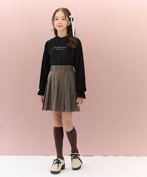 Amourire girl（アムリールガール）の「インパンツ付 チェックプリーツミニスカート（スカート・キッズ・ブラック/ブラウン・140cm/150cm/160cm/130cm）」の12枚目の写真
