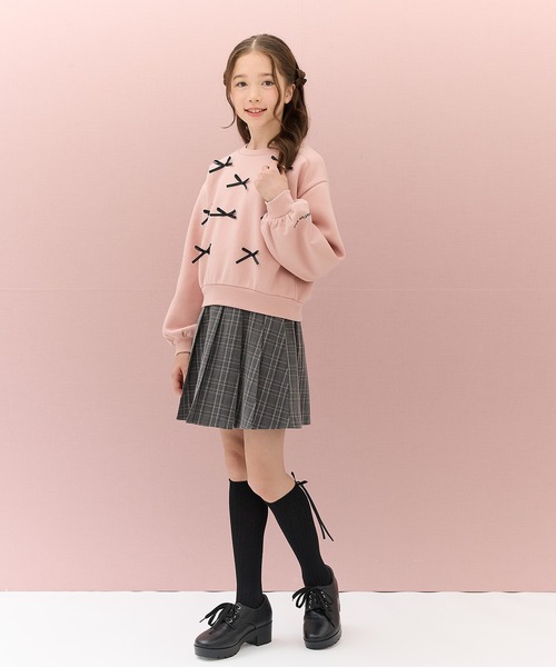 Amourire girl（アムリールガール）の「インパンツ付 チェックプリーツミニスカート（スカート・キッズ・ブラック/ブラウン・140cm/150cm/160cm/130cm）」の3枚目の写真