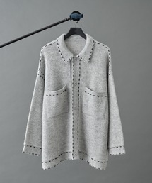 COLONY 2139（コロニートゥーワンスリーナイン）の「モヘアライクハンドステッチ襟付きカーディガン（カーディガン/ボレロ）」