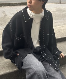 COLONY 2139（コロニートゥーワンスリーナイン）の「モヘアライクハンドステッチ襟付きカーディガン（カーディガン/ボレロ）」