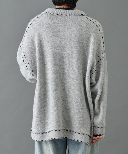 COLONY 2139（コロニートゥーワンスリーナイン）の「モヘアライクハンドステッチ襟付きカーディガン（カーディガン/ボレロ・メンズ・グレー/ブラック/ネイビー・MEDIUM/LARGE）」の12枚目の写真