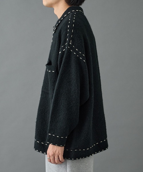 COLONY 2139（コロニートゥーワンスリーナイン）の「モヘアライクハンドステッチ襟付きカーディガン（カーディガン/ボレロ・メンズ・グレー/ブラック/ネイビー・MEDIUM/LARGE）」の15枚目の写真