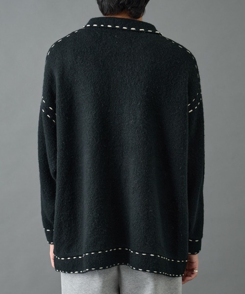 COLONY 2139（コロニートゥーワンスリーナイン）の「モヘアライクハンドステッチ襟付きカーディガン（カーディガン/ボレロ・メンズ・グレー/ブラック/ネイビー・MEDIUM/LARGE）」の16枚目の写真