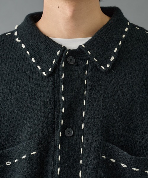 COLONY 2139（コロニートゥーワンスリーナイン）の「モヘアライクハンドステッチ襟付きカーディガン（カーディガン/ボレロ・メンズ・グレー/ブラック/ネイビー・MEDIUM/LARGE）」の17枚目の写真
