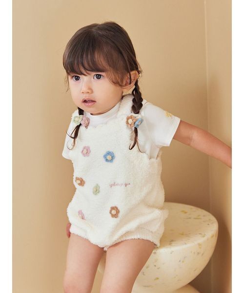 gelato pique(ジェラートピケ)の「【ラッピング済み】【BABY】ベビモコフラワーロンパース&レッグウォーマーSET(ベビーギフト・キッズ・オフホワイト・80)」の16枚目の写真