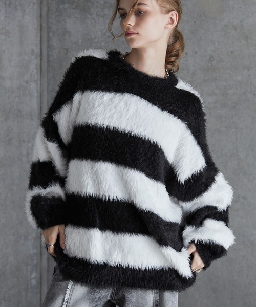 SERACE】Loose wide feather yarn volume Knit / ルーズワイドフェザー