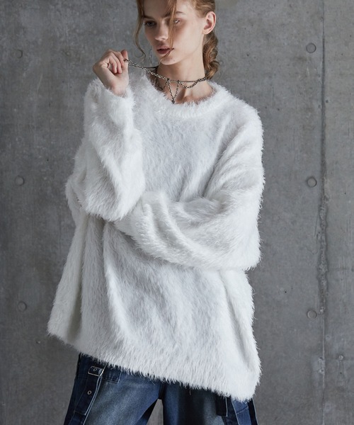 SERACE】Loose wide feather yarn volume Knit / ルーズワイドフェザー