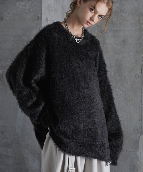 SERACE】Loose wide feather yarn volume Knit / ルーズワイドフェザー
