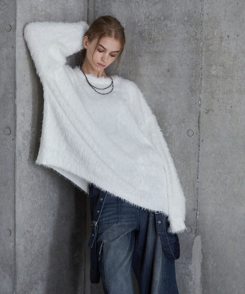 SERACE】Loose wide feather yarn volume Knit / ルーズワイドフェザー