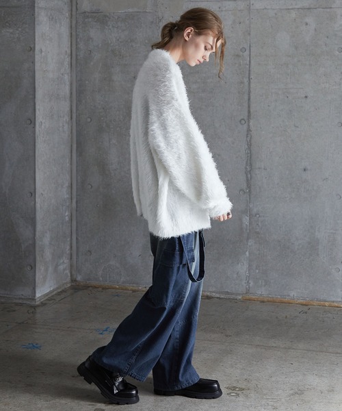 SERACE(セラス)の「【SERACE】Loose wide feather yarn volume Knit / ルーズワイドフェザーヤーンボリュームニット(ニット/セーター・メンズ・ブラック×ホワイト/ホワイト/ブラック・L/M/S)」の20枚目の写真