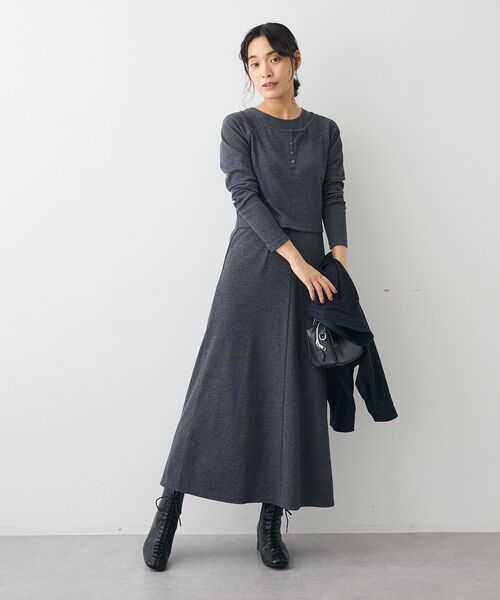 CRAFT STANDARD BOUTIQUE(クラフトスタンダードブティック)の「2点セット/リブレイヤードワンピース(ワンピース・レディース・グレー系その他2/ブラウン・FREE)」の1枚目の写真