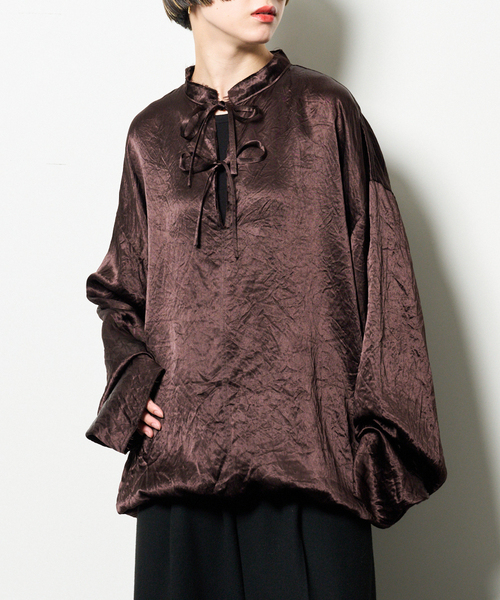 CITYSHOP（シティーショップ）の「ACETATE V-NOTCH ブラウス（シャツ 