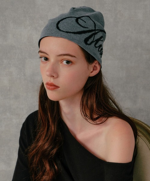 ALAND(エーランド)の「【UNISEX】ALAND/ショートロゴビーニー(ニットキャップ/ビーニー・レディース・ブラック/グレー/オフホワイト・FREE)」の3枚目の写真