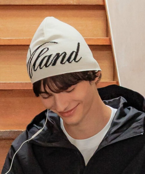 セール】【UNISEX】ALAND／ショートロゴビーニー（ニットキャップ