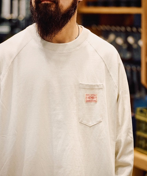 BIG MIKE(ビッグマイク)の「BIG MIKE 10オンス スリー ポケット L/S TEE(Tシャツ/カットソー・メンズ・アッシュグレー/モスグリーン/スミクロ・X-LARGE/MEDIUM/LARGE)」の6枚目の写真