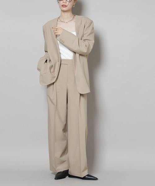 セール】ワンタックセンタープレスストレートパンツ(セットアップ可