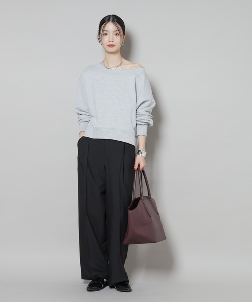 NANO universe（ナノユニバース）の「ワンタックセンタープレスストレートパンツ(セットアップ可)（スラックス・レディース・ブラウン/ベージュ/ブラック・FREE）」の6枚目の写真