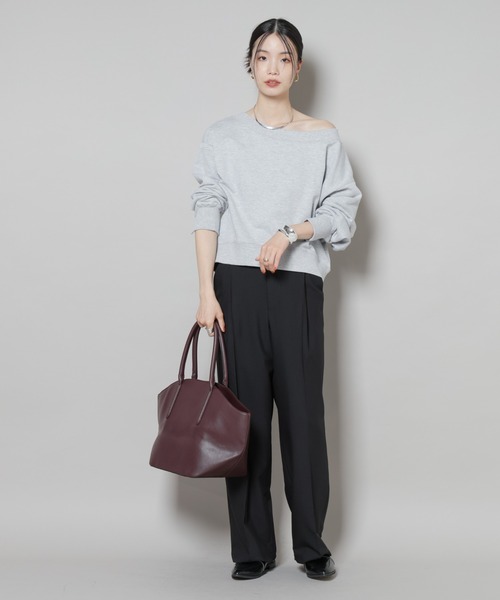 NANO universe（ナノユニバース）の「ワンタックセンタープレスストレートパンツ(セットアップ可)（スラックス・レディース・ブラウン/ベージュ/ブラック・FREE）」の7枚目の写真