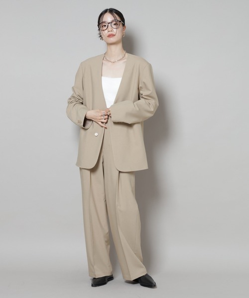 NANO universe（ナノユニバース）の「ワンタックセンタープレスストレートパンツ(セットアップ可)（スラックス・レディース・ブラウン/ベージュ/ブラック・FREE）」の12枚目の写真