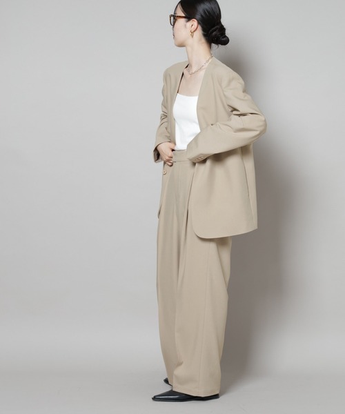 NANO universe（ナノユニバース）の「ワンタックセンタープレスストレートパンツ(セットアップ可)（スラックス・レディース・ブラウン/ベージュ/ブラック・FREE）」の13枚目の写真