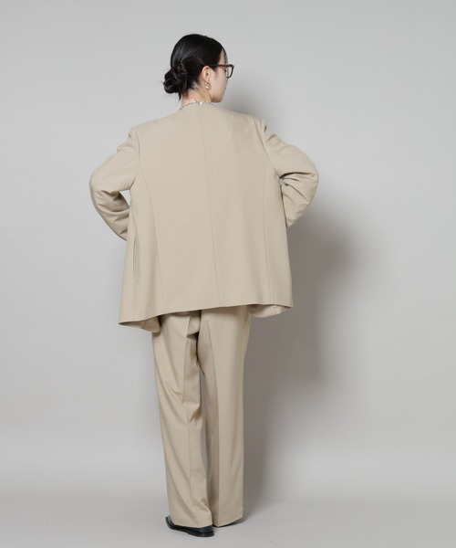 NANO universe（ナノユニバース）の「ワンタックセンタープレスストレートパンツ(セットアップ可)（スラックス・レディース・ブラウン/ベージュ/ブラック・FREE）」の14枚目の写真