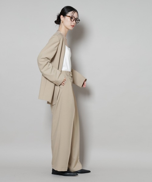 NANO universe（ナノユニバース）の「ワンタックセンタープレスストレートパンツ(セットアップ可)（スラックス・レディース・ブラウン/ベージュ/ブラック・FREE）」の15枚目の写真