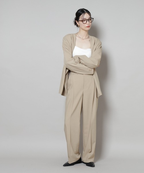 NANO universe（ナノユニバース）の「ワンタックセンタープレスストレートパンツ(セットアップ可)（スラックス・レディース・ブラウン/ベージュ/ブラック・FREE）」の16枚目の写真