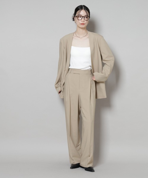 NANO universe（ナノユニバース）の「ワンタックセンタープレスストレートパンツ(セットアップ可)（スラックス・レディース・ブラウン/ベージュ/ブラック・FREE）」の17枚目の写真