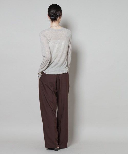 NANO universe（ナノユニバース）の「ワンタックセンタープレスストレートパンツ(セットアップ可)（スラックス・レディース・ブラウン/ベージュ/ブラック・FREE）」の20枚目の写真
