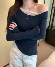 コムコム レース　レイヤード　カットソー　黒 新品!コムコム コムデギャルソンCOMME des GARCONS ポリメッシュ