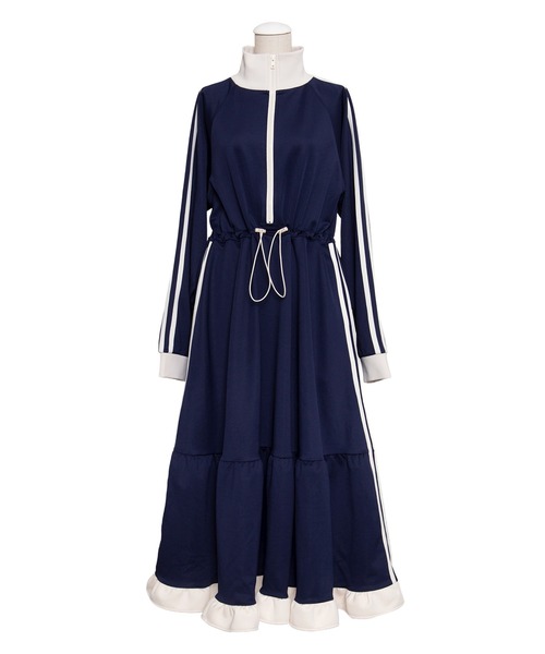 HEIHEI フリル ジャージ ワンピース ブルー 青 HEIHEI フリル ジャージ ワンピース ブルー 青 ヨークフリル