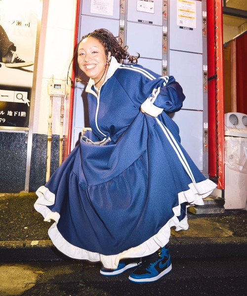 HEIHEI フリル ジャージ ワンピース ブルー 青 HEIHEI フリル ジャージ ワンピース ブルー 青 HEIHEI フリル ジャージ