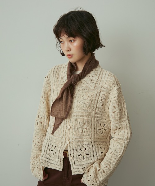 full/fill.（フルフィル）の「flower crochet shirt / フラワー