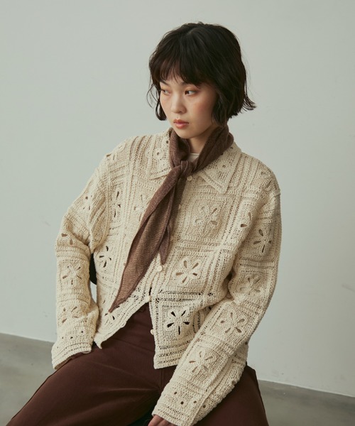 flower crochet shirt / フラワークロシェシャツ（シャツ/ブラウス