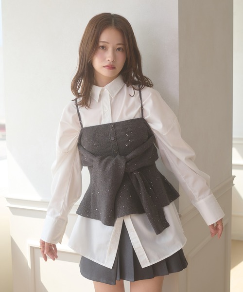 Ambre Neige(アンブルネージュ)の「sequins knit bustier / スパンコールニットビスチェ(ニット/セーター・レディース・チャコールグレー/ナチュラル・FREE)」の3枚目の写真