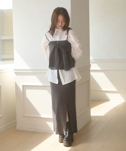 Ambre Neige(アンブルネージュ)の「sequins knit bustier / スパンコールニットビスチェ(ニット/セーター・レディース・チャコールグレー/ナチュラル・FREE)」の14枚目の写真
