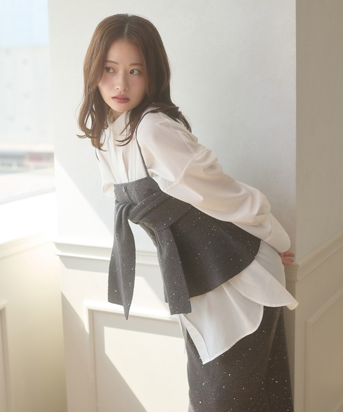 Ambre Neige(アンブルネージュ)の「sequins knit bustier / スパンコールニットビスチェ(ニット/セーター・レディース・チャコールグレー/ナチュラル・FREE)」の17枚目の写真