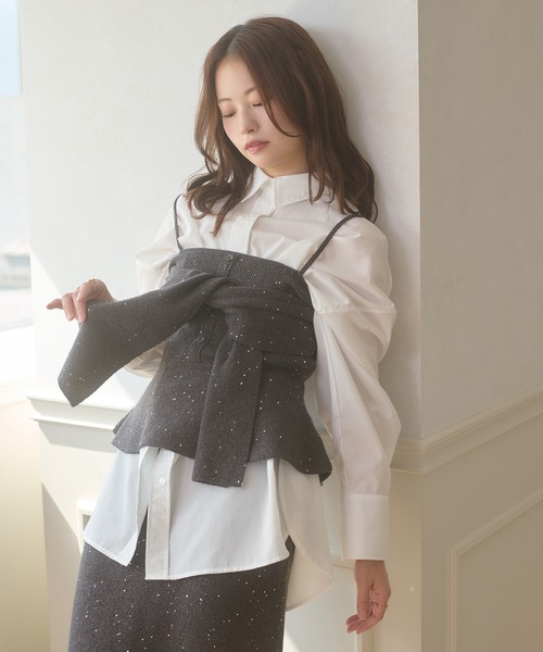Ambre Neige(アンブルネージュ)の「sequins knit bustier / スパンコールニットビスチェ(ニット/セーター・レディース・チャコールグレー/ナチュラル・FREE)」の13枚目の写真