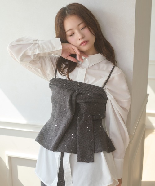 Ambre Neige(アンブルネージュ)の「sequins knit bustier / スパンコールニットビスチェ(ニット/セーター・レディース・チャコールグレー/ナチュラル・FREE)」の19枚目の写真