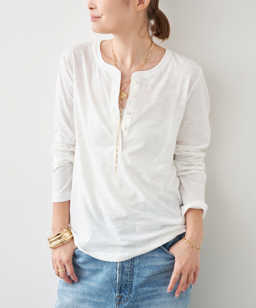 COTTON SLAB HENRY Tシャツ（Tシャツ/カットソー）｜Deuxieme Classe