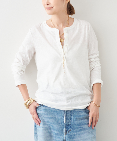 COTTON SLAB HENRY Tシャツ（Tシャツ/カットソー）｜Deuxieme Classe