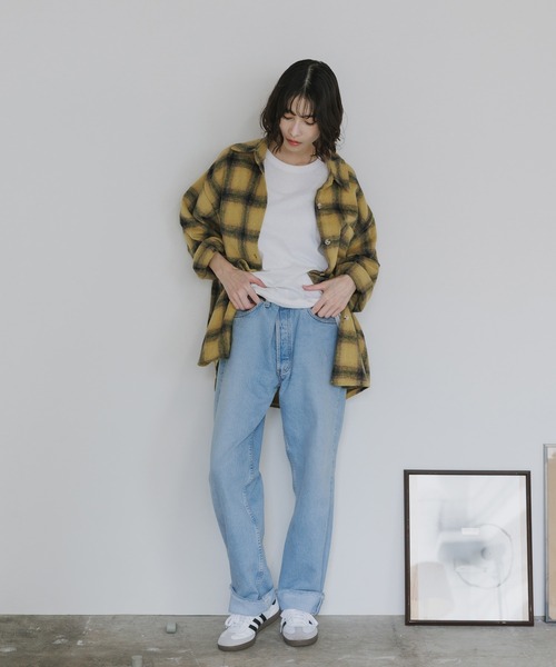 AO2（アオズ）の「起毛オンブレチェックシャツ（シャツ/ブラウス・レディース・イエロー/ネイビー/ホワイト/レッド/グリーン・FREE）」の4枚目の写真