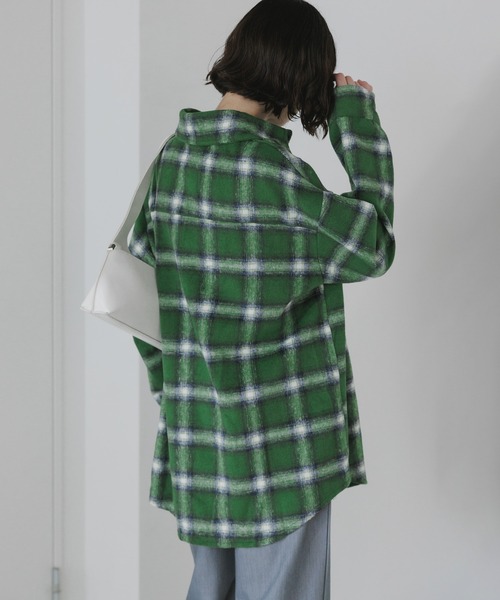 AO2（アオズ）の「起毛オンブレチェックシャツ（シャツ/ブラウス・レディース・イエロー/ネイビー/ホワイト/レッド/グリーン・FREE）」の3枚目の写真