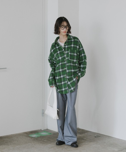 AO2（アオズ）の「起毛オンブレチェックシャツ（シャツ/ブラウス・レディース・イエロー/ネイビー/ホワイト/レッド/グリーン・FREE）」の18枚目の写真